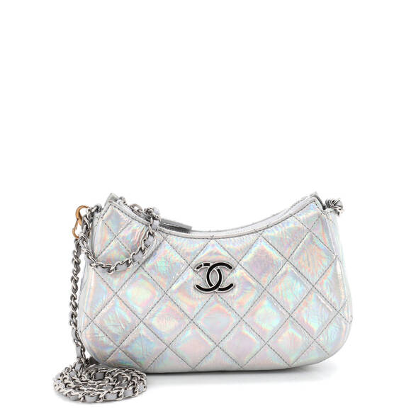 Chanel Handbags - Chanel Hobo Clutch with Chain Quilted Iridescent Metallic Goatskin